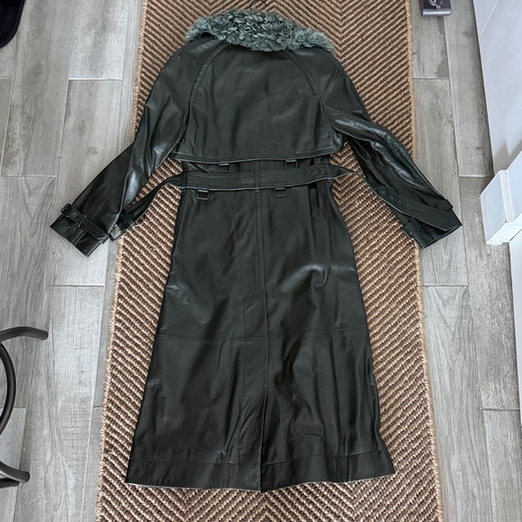 Zimmermann Forest Green Rhythm Trench Coat with Detachable Fur Collar - Picture 4 of 4